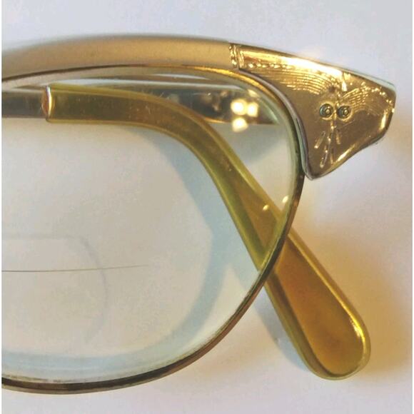 Vintage Cat Eye 12K GF & Silver US Optical 5 3/4 Alum 46 Retro Glasses Frames - Picture 3 of 16